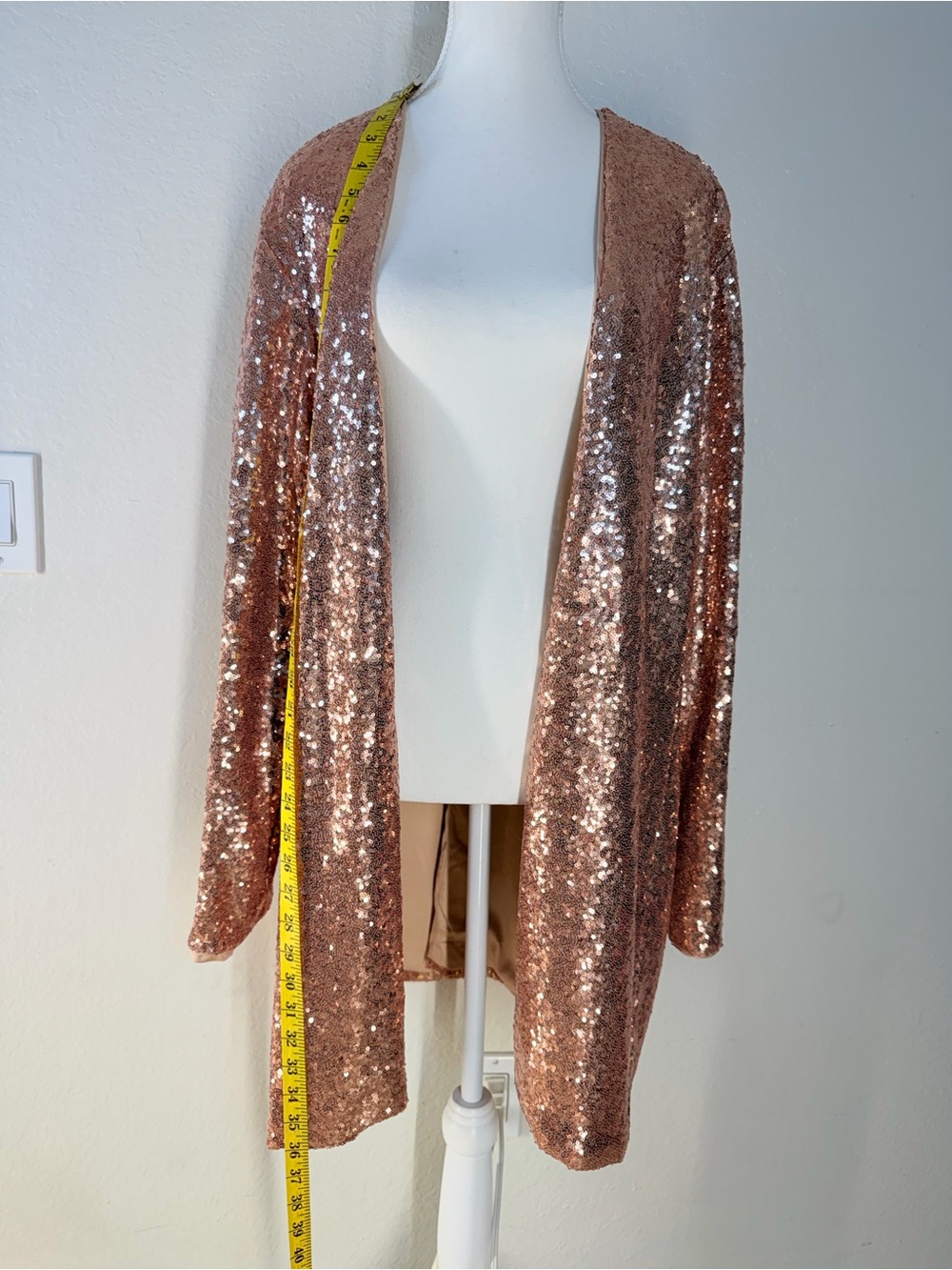 Torrid Women’s Sequin Open Front Duster Cardigan Rose Gold Size 4 - Picture 10 of 16